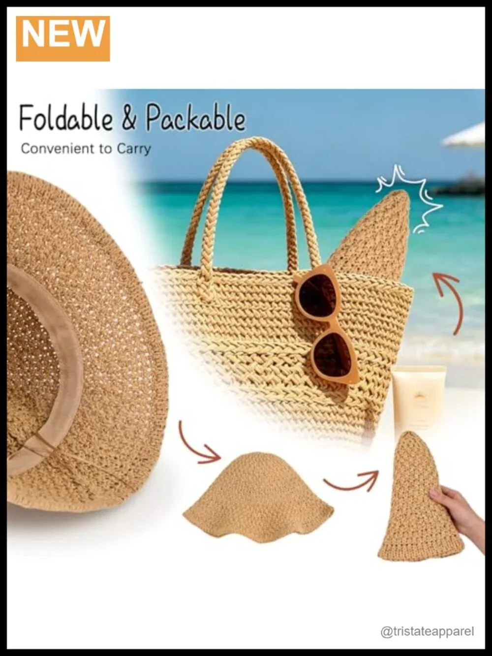 Women's Straw Sun Hat Foldable Packable Handwoven Beach Bucket Hat with Wired